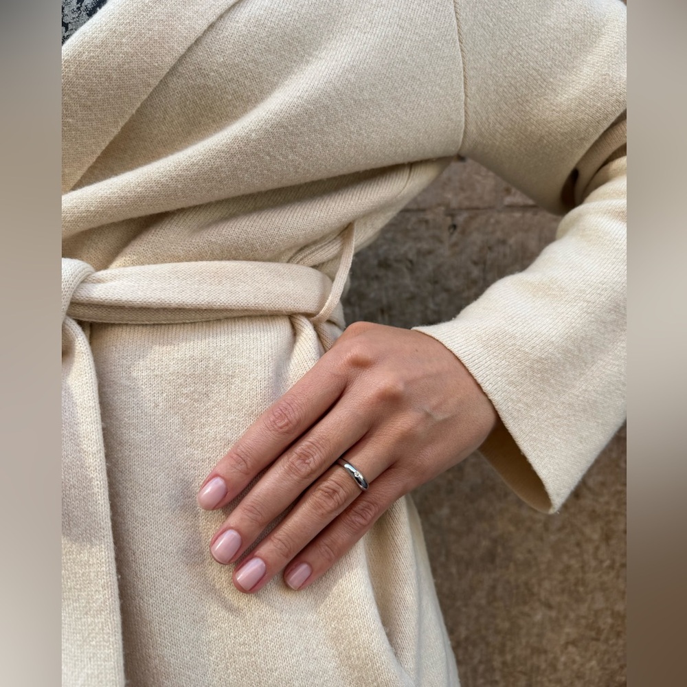 Irregular Melted Shape Silver Ring With 1 Natural… - image 3